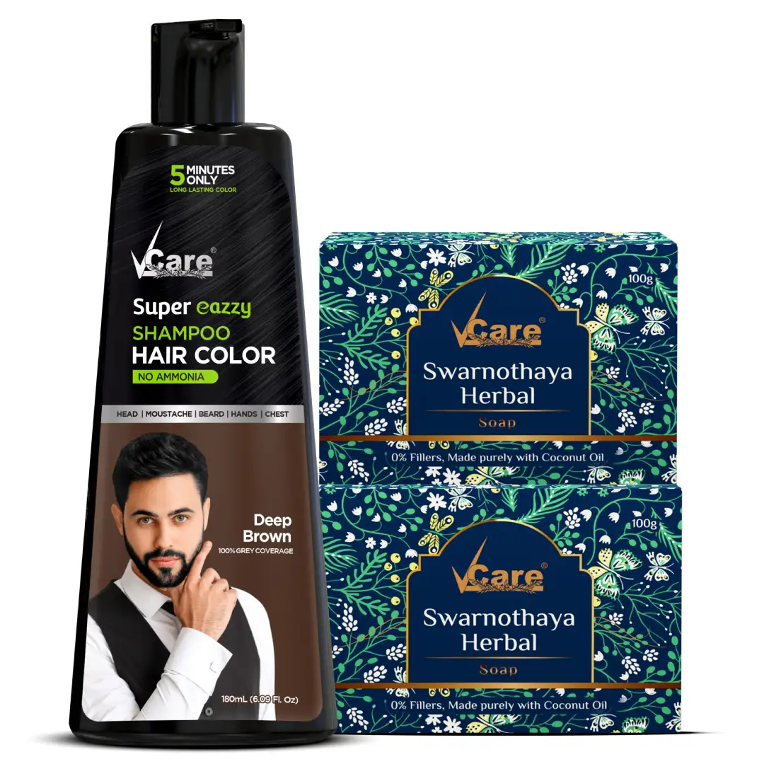 Hair & Skin Glow Combo – Brown Hair Color Shampoo & Herbal Soap